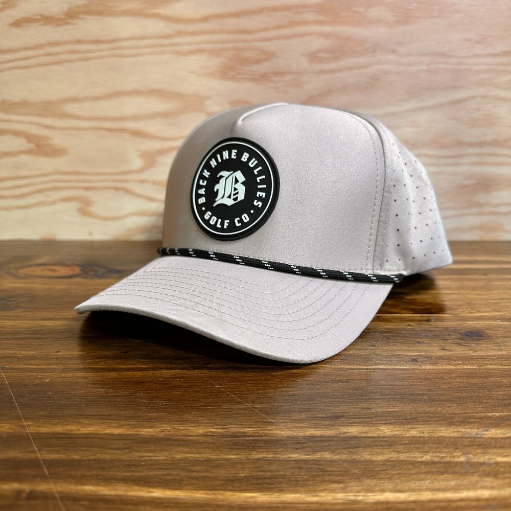 Back Nine Bullies Golf Co Tan Perforated Rope Hat Snapback Mens Performance Cap